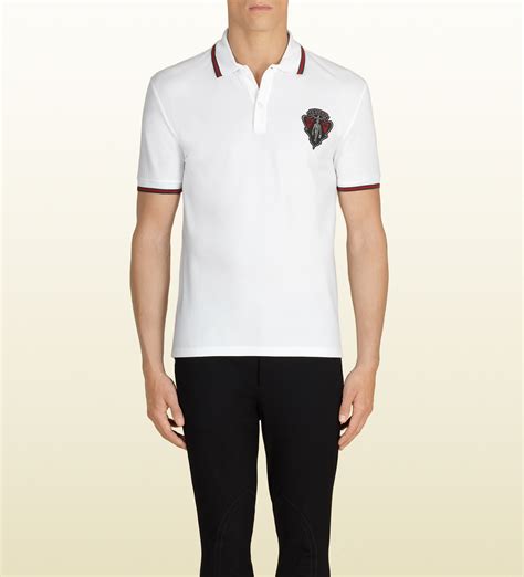 gucci polo shirt flower mens white|authentic Gucci polo shirts.